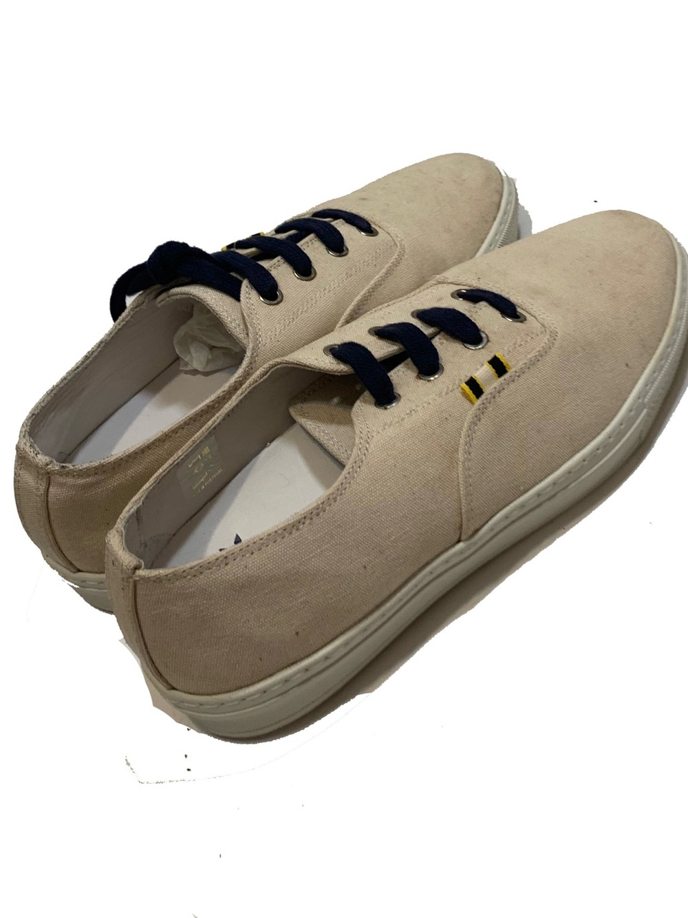9 / Aprix Canvas Low-Top Sneakers in Beige with Navy Laces